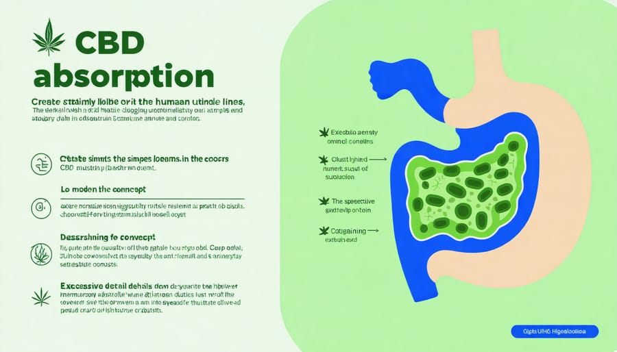 Anatomical diagram illustrating how CBD is processed through the digestive system